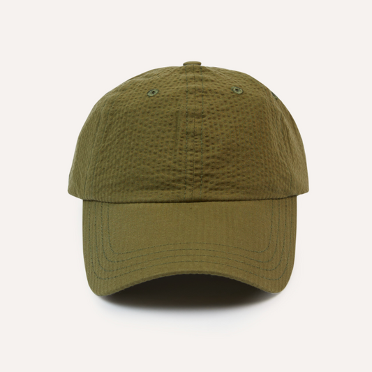 Seersucker Baseball Cap - Khaki