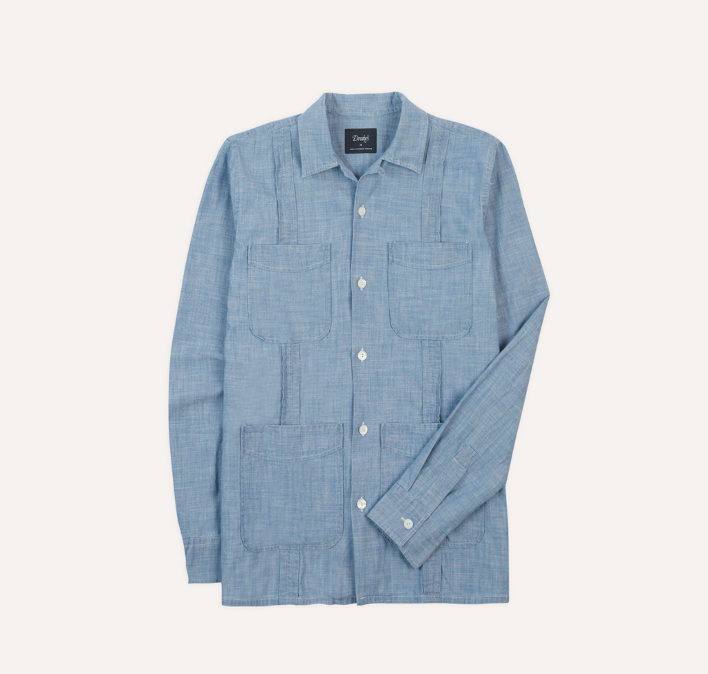 Long Sleeve Chambray Cuban Shirt