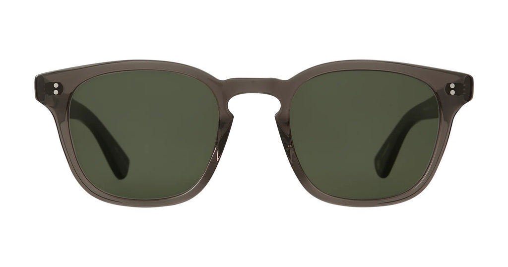 Garrett Leight Ace II sunglasses with black frames and semi-flat Pure G15 lenses, stylish accessory for sunny days