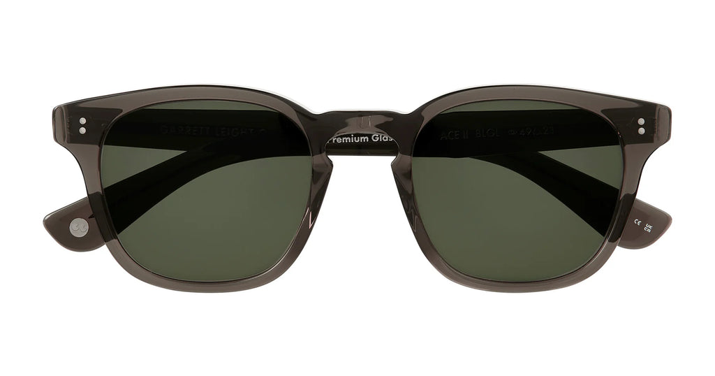 Garrett Leight Ace II sunglasses with black semi-flat frames and G15 tinted lenses, stylish accessory for sun protection.