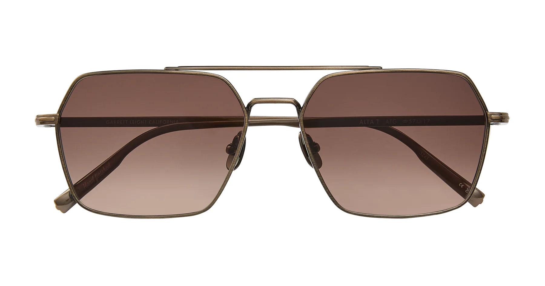 Garrett Leight Alta sunglasses with antique gold frames and semi-flat auburn gradient lenses, stylish accessories for sun protection.