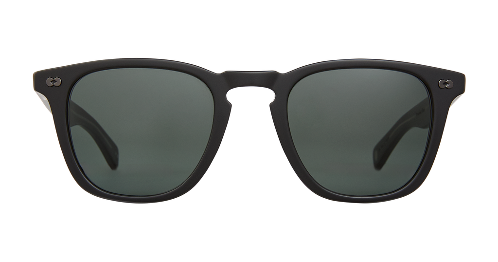Garrett Leight Brooks X sunglasses in matte black with pure blue smoke lenses, showcasing stylish accessories for sun protection.