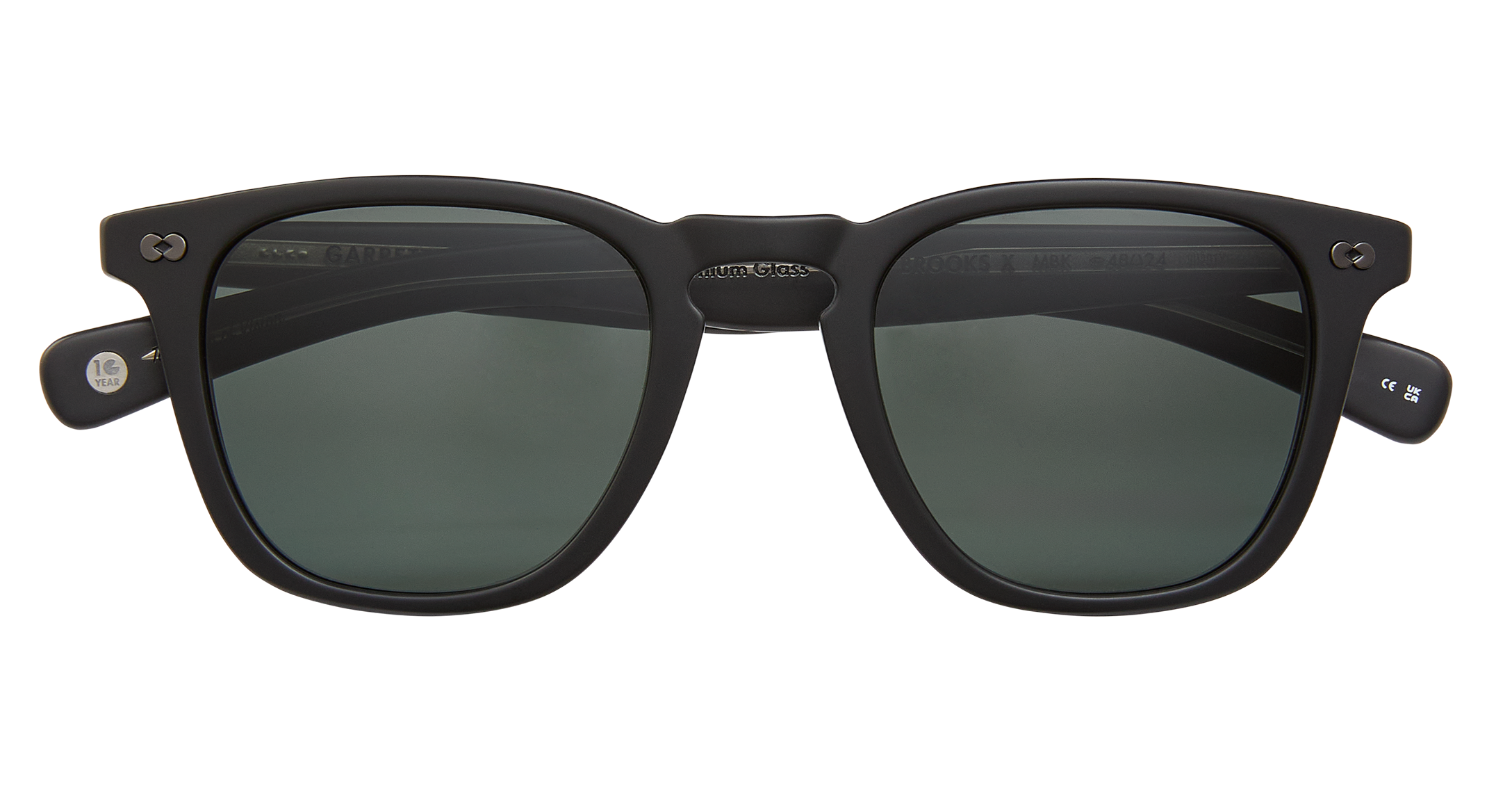 Garrett Leight Brooks X sunglasses in matte black with pure blue smoke lenses, stylish accessories for UV protection and fashion.