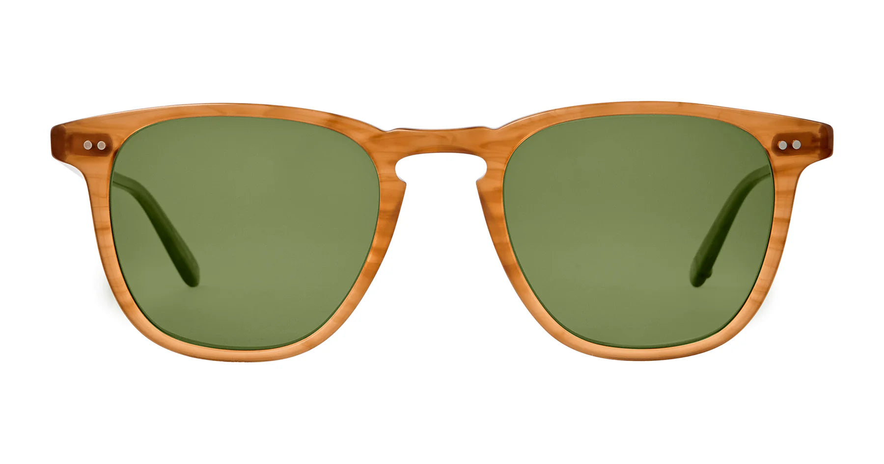 Garrett Leight Brooks sunglasses in butterscotch and green polarized lenses, showcasing stylish eyewear with a classic design.