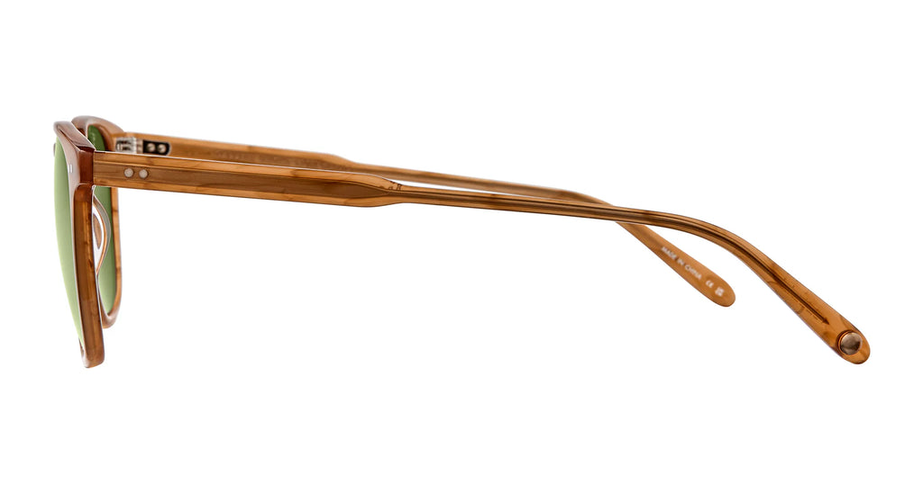 Garrett Leight Brooks sunglasses in butterscotch with green polarized lenses, stylish accessory for sun protection.