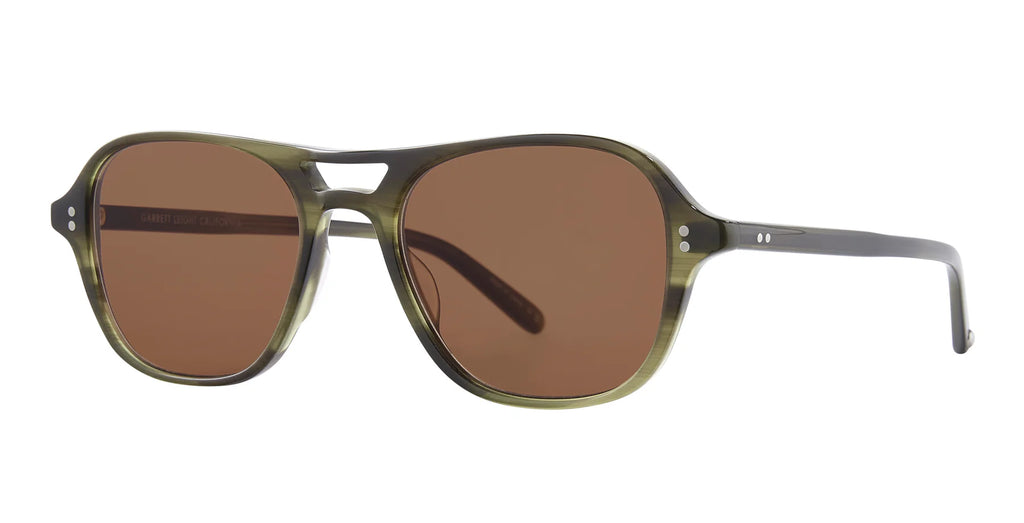 Garrett Leight Doc sunglasses in Willow semi-flat oak frame with dark tinted lenses, stylish accessories for sun protection
