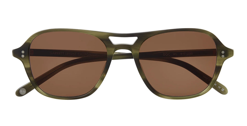 Garrett Leight Doc sunglasses in Willow semi-flat oak with dark tinted lenses, stylish accessories for sun protection and fashion.
