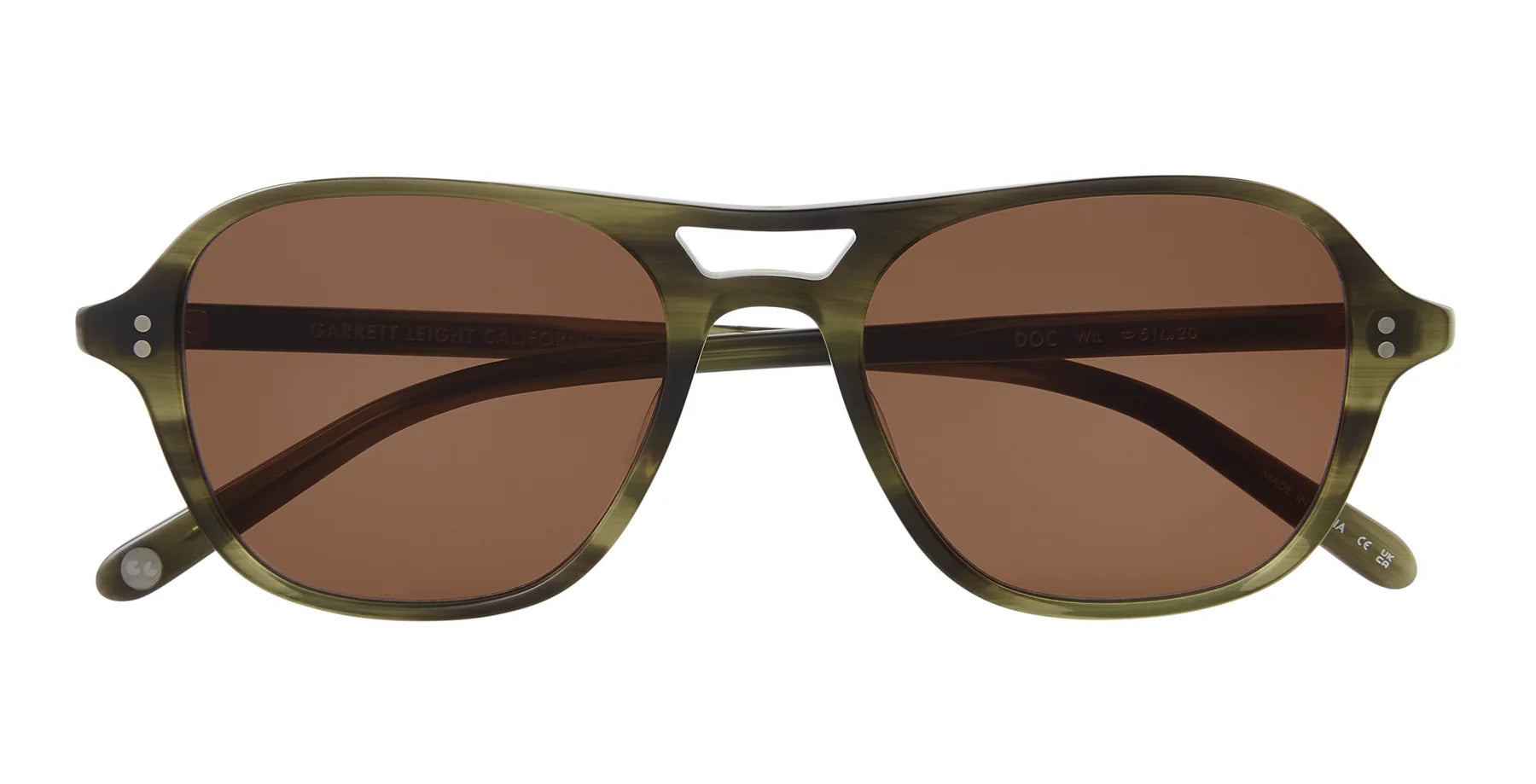 Garrett Leight Doc sunglasses in Willow semi-flat oak with dark tinted lenses, stylish accessories for sun protection and fashion.
