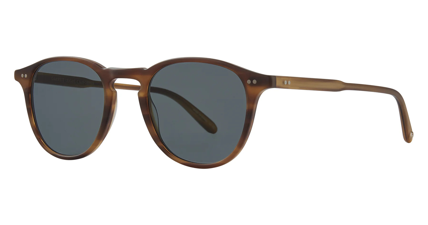 Garrett Leight Hampton sunglasses with matte saddle tortoise frames and semi-flat blue smoke lenses, accessories for stylish sun protection.