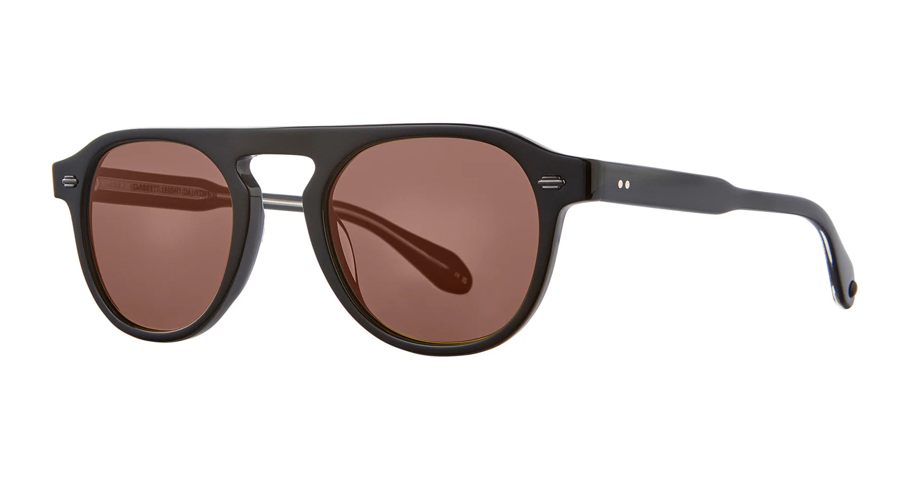Garrett Leight Harding sunglasses in black with semi-flat pure redwood frames, showcasing stylish eyewear design.