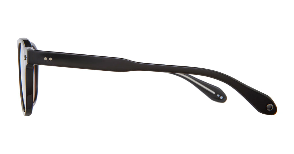 Garrett Leight Harding sunglasses in black with semi-flat pure redwood frames, showcasing stylish eyewear design.