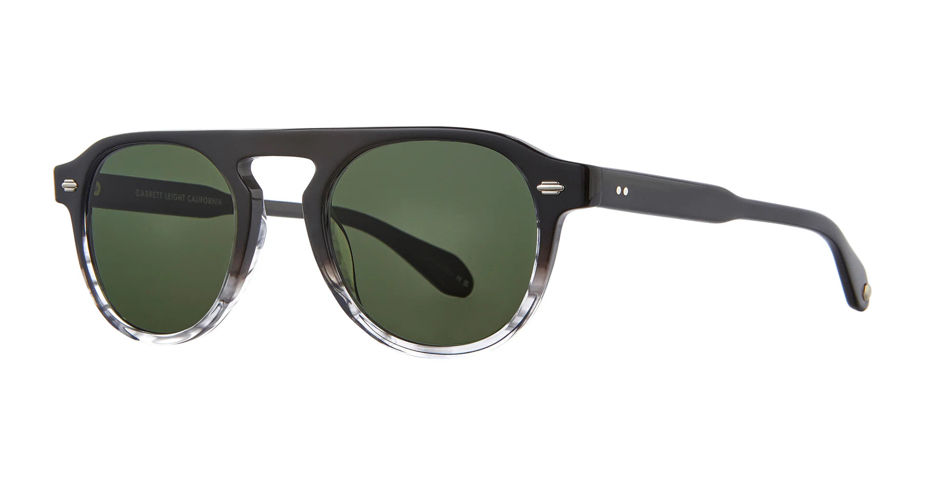Garrett Leight Harding sunglasses in grey quartz with semi-flat pure G15 lenses, showcasing sleek, stylish eyewear design.