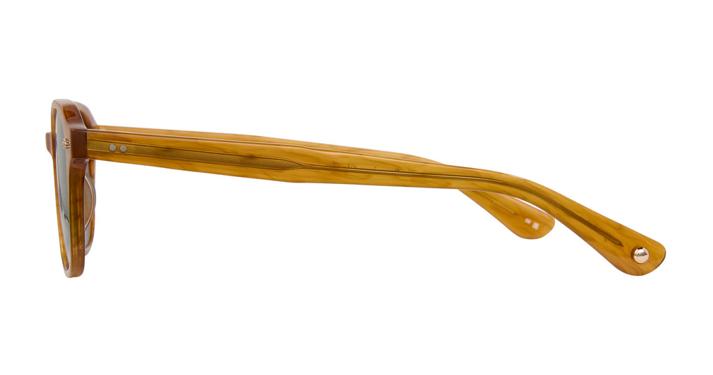 Garrett Leight Lachman sunglasses with semi-flat butterscotch frames and pure green lenses, accessory for stylish sun protection.