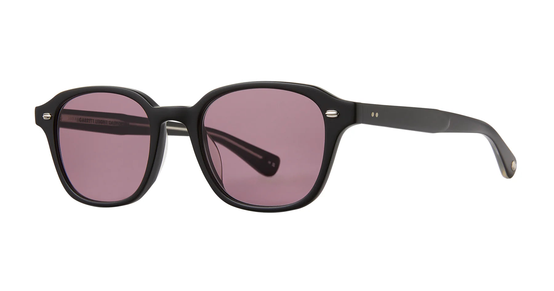 Garrett Leight Lachman sunglasses in matte black with semi-flat pure acai lenses, stylish eyewear accessories.