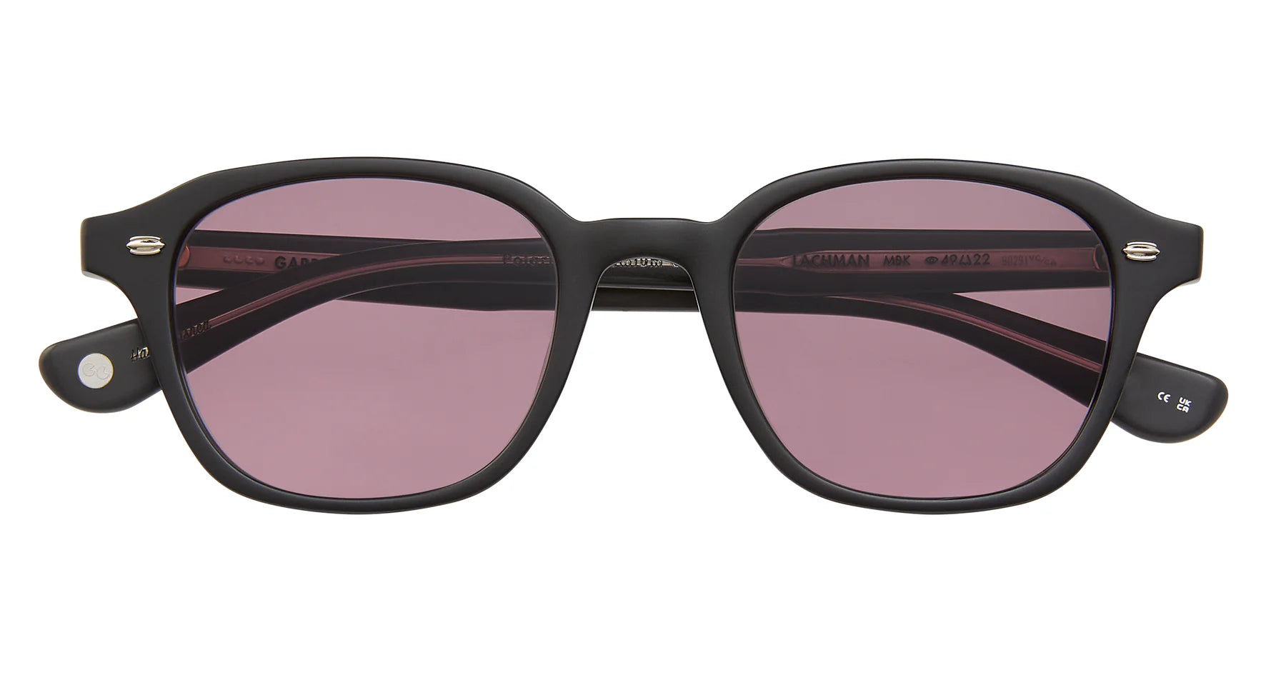 Garrett Leight Lachman sunglasses in matte black with semi-flat pure acai lenses, stylish accessories for sun protection.