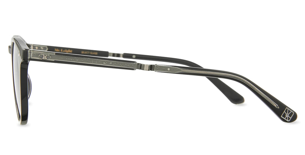 Garrett Leight Mr. Leight Luckman S sunglasses in black pewter with select blue smoke lenses, showcasing stylish eyewear design.