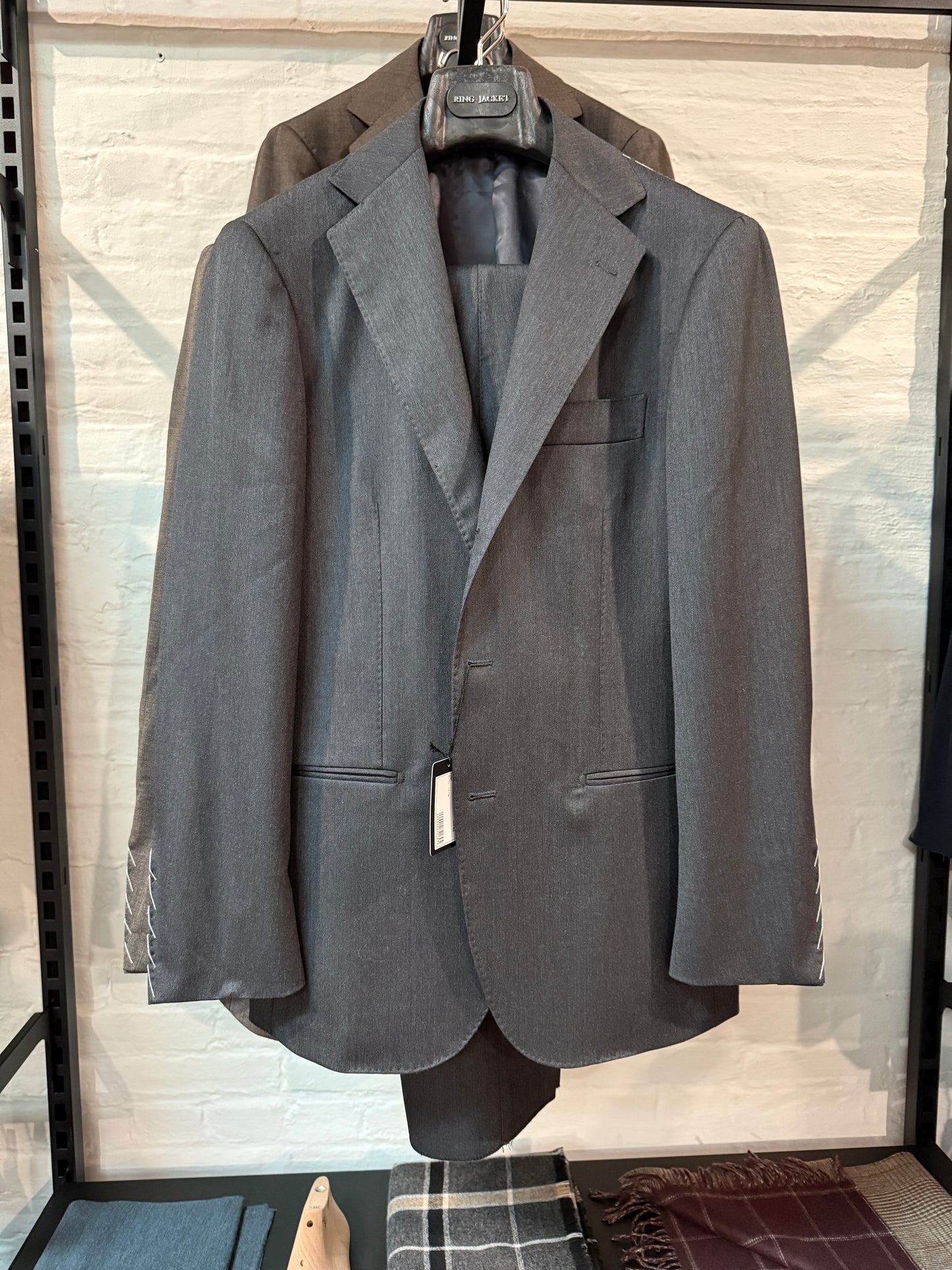 Super 140 Wool Single Breasted Suit - Charcoal