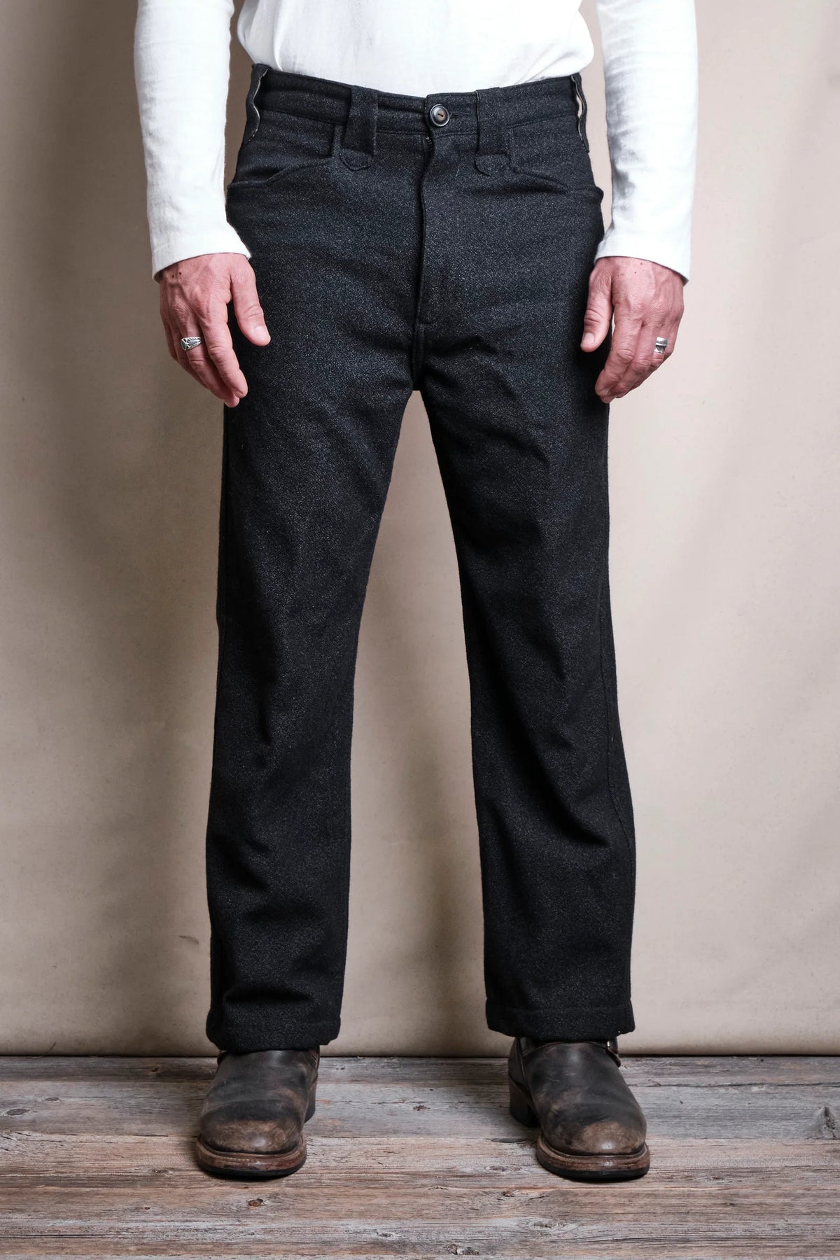 Duster Pant - Black Wool