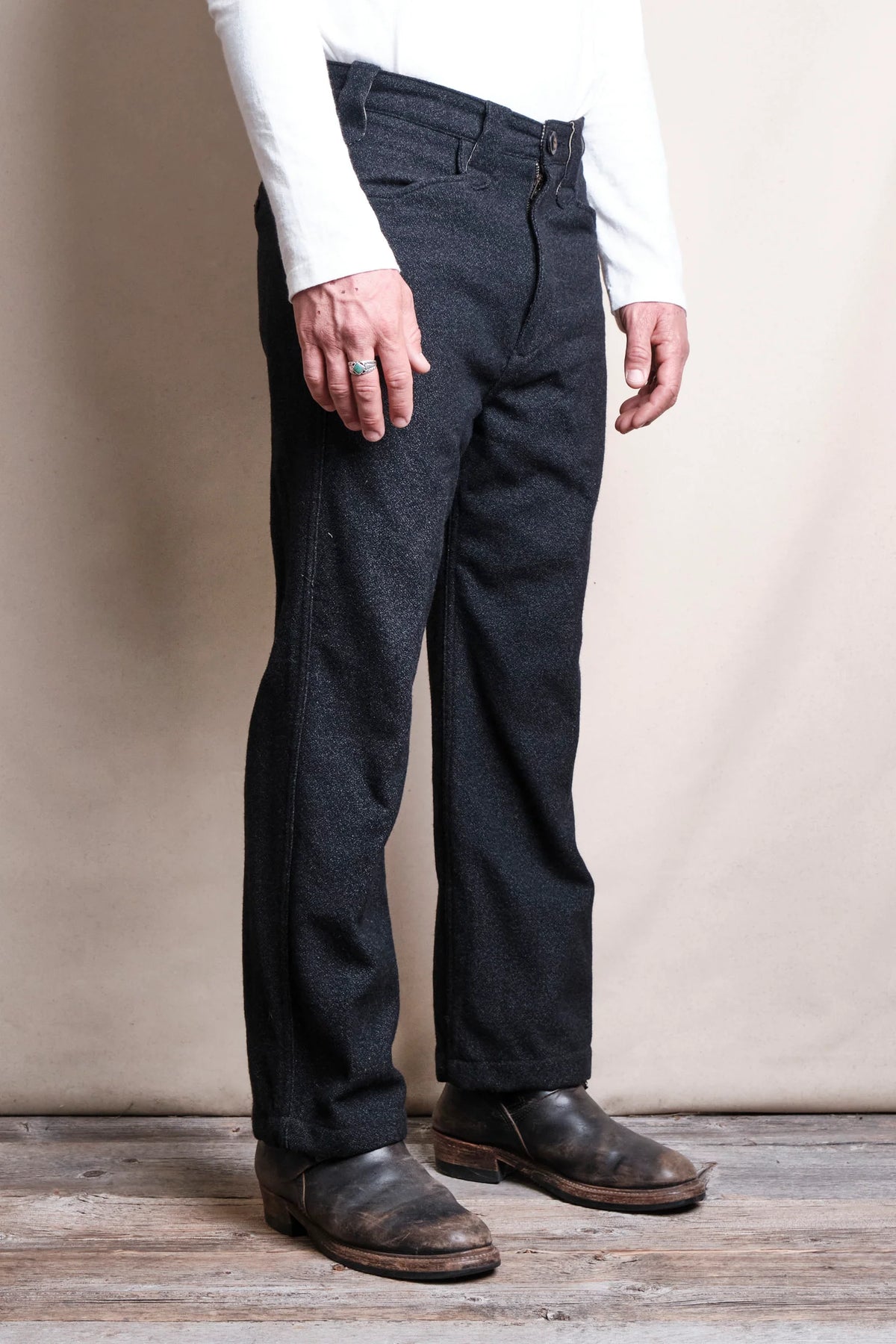 Duster Pant - Black Wool