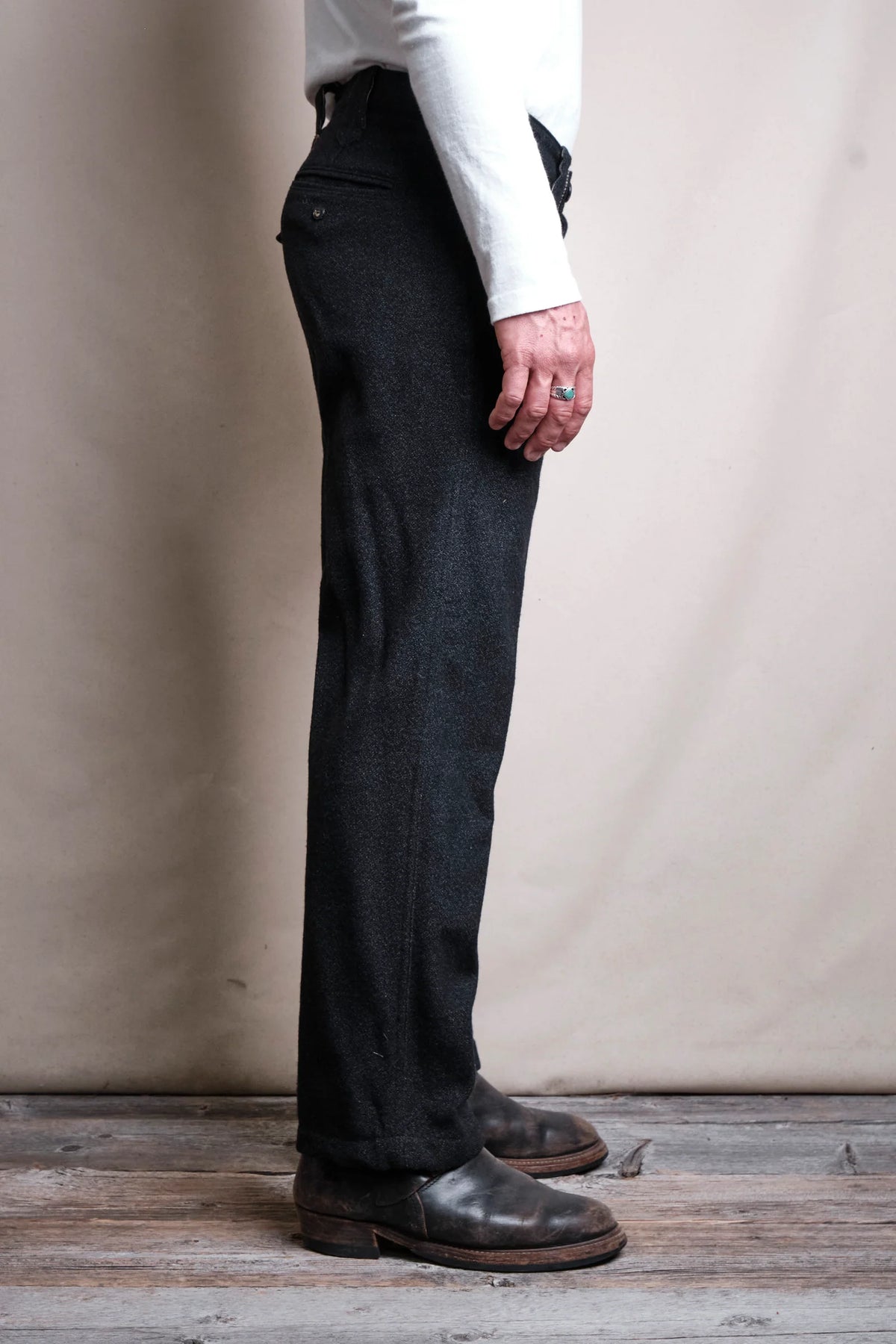 Duster Pant - Black Wool