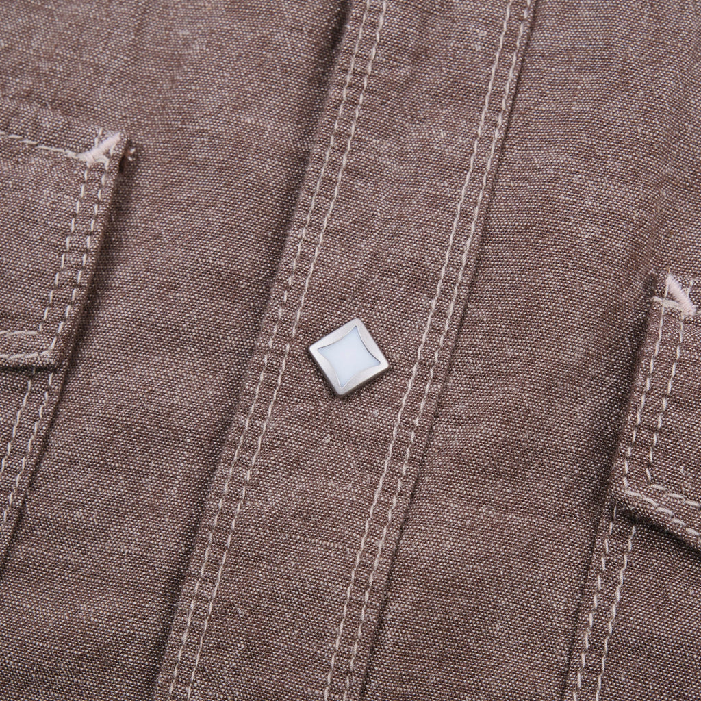 Freenote Calico Western shirt in dusty brown with button-up front and Western-style yoke, casual clothing for men.