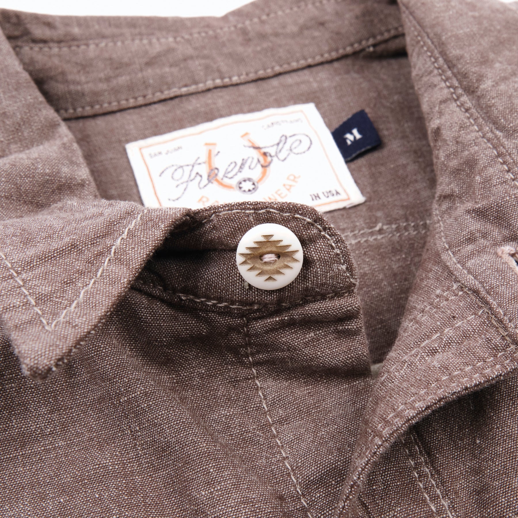 Freenote Calico Western shirt in dusty brown with button front and Western-style yoke, casual clothing for men.