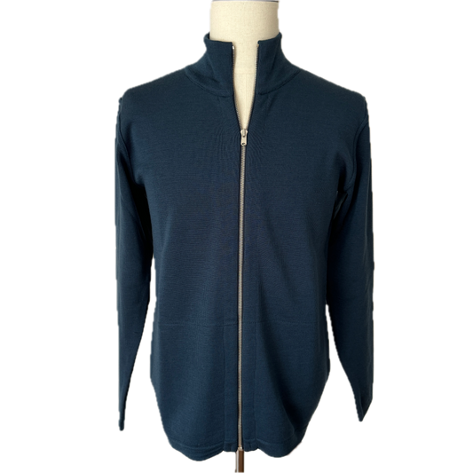 Naval Full Zip Sweater - Tidal Blue