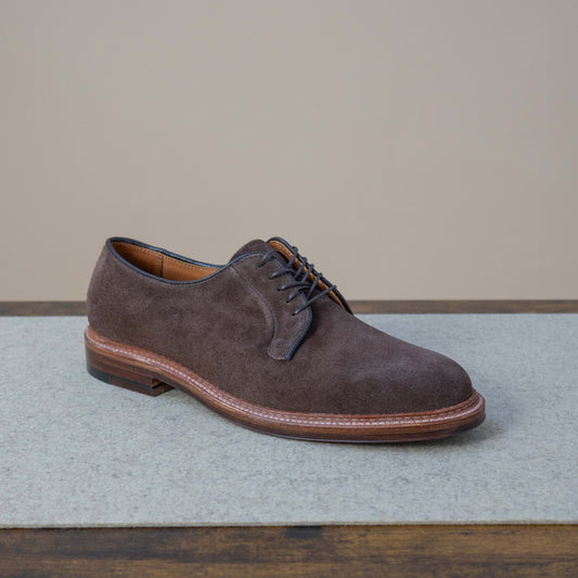 Plain Toe Blucher - Dark Brown Suede