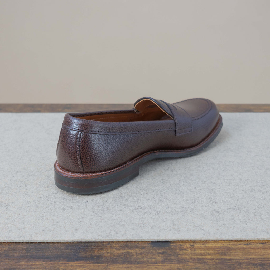 Alden Brown JS Grain Penny Loafer, men's casual footwear with classic penny strap and smooth leather finish.