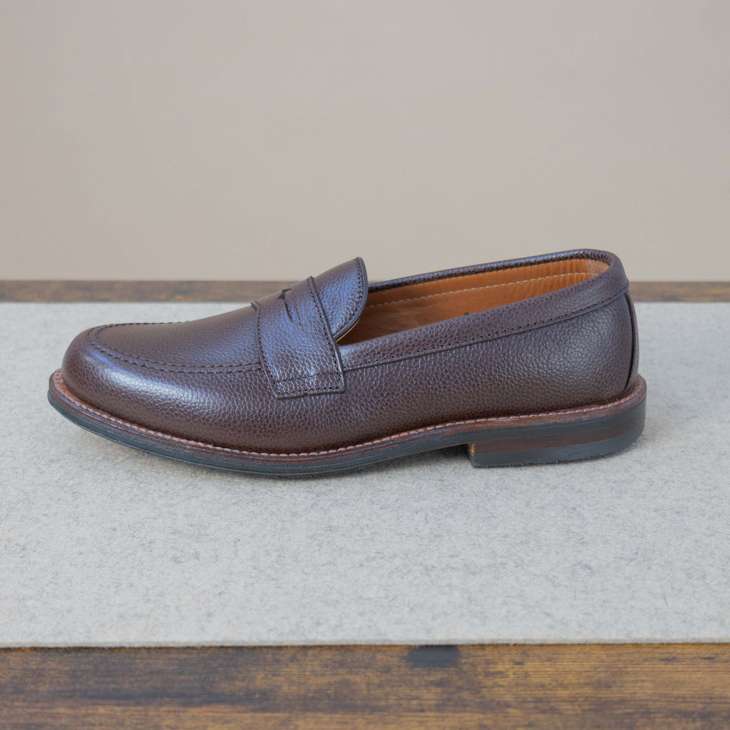 Alden Brown JS Grain Penny Loafer for women, featuring classic penny slot and sleek leather design, casual footwear for everyday wear.