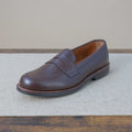 Alden Special Makeup Leisure Penny Loafer in brown JS grain leather, stylish men's footwear with classic penny slot detail.