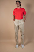 Barnstormer Khaki Flat Front Chinos in beige, casual men's clothing with a flat front design and classic fit.