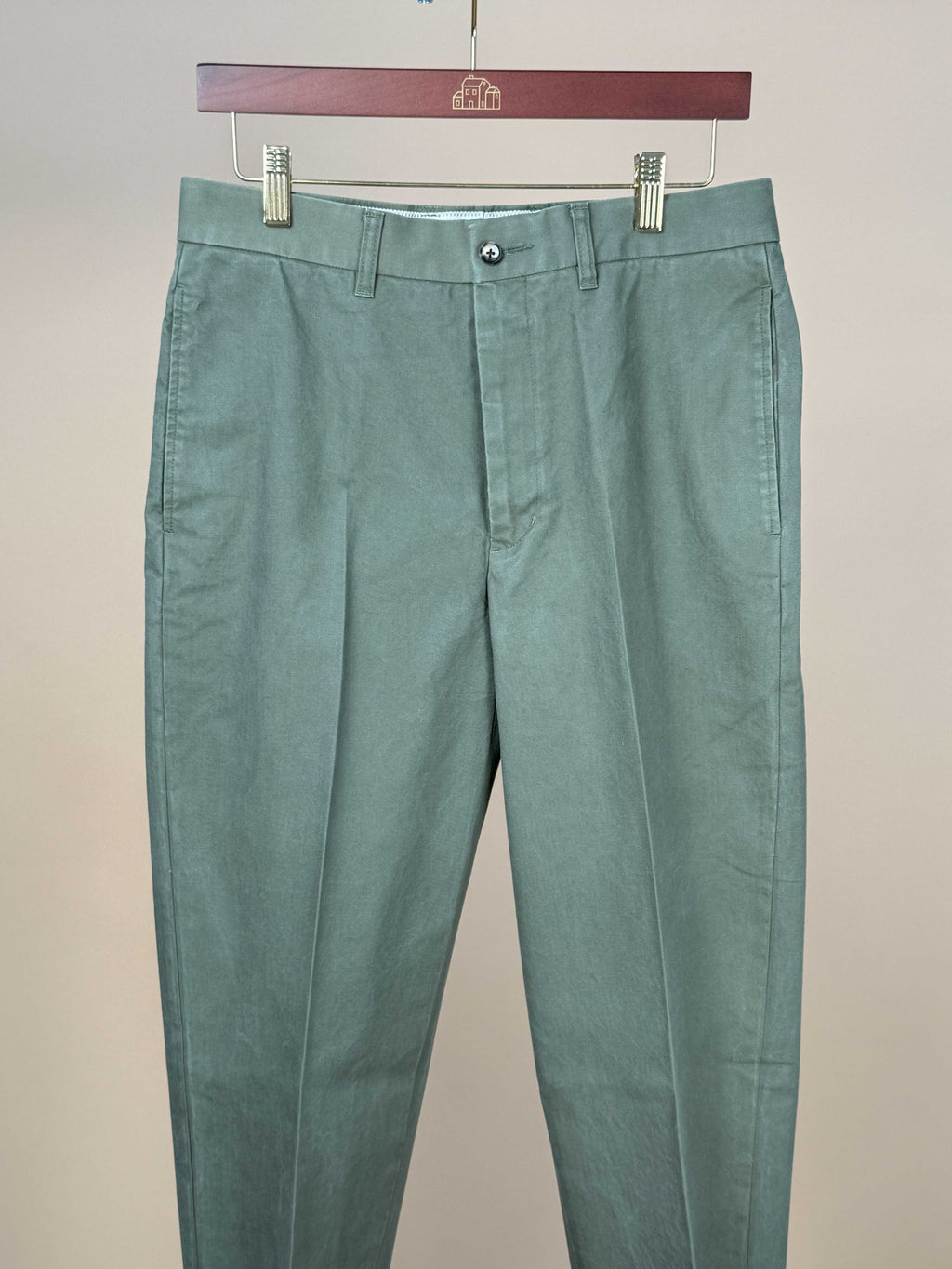 Washed Canvas Flat Front Chinos 1952UC - Olive