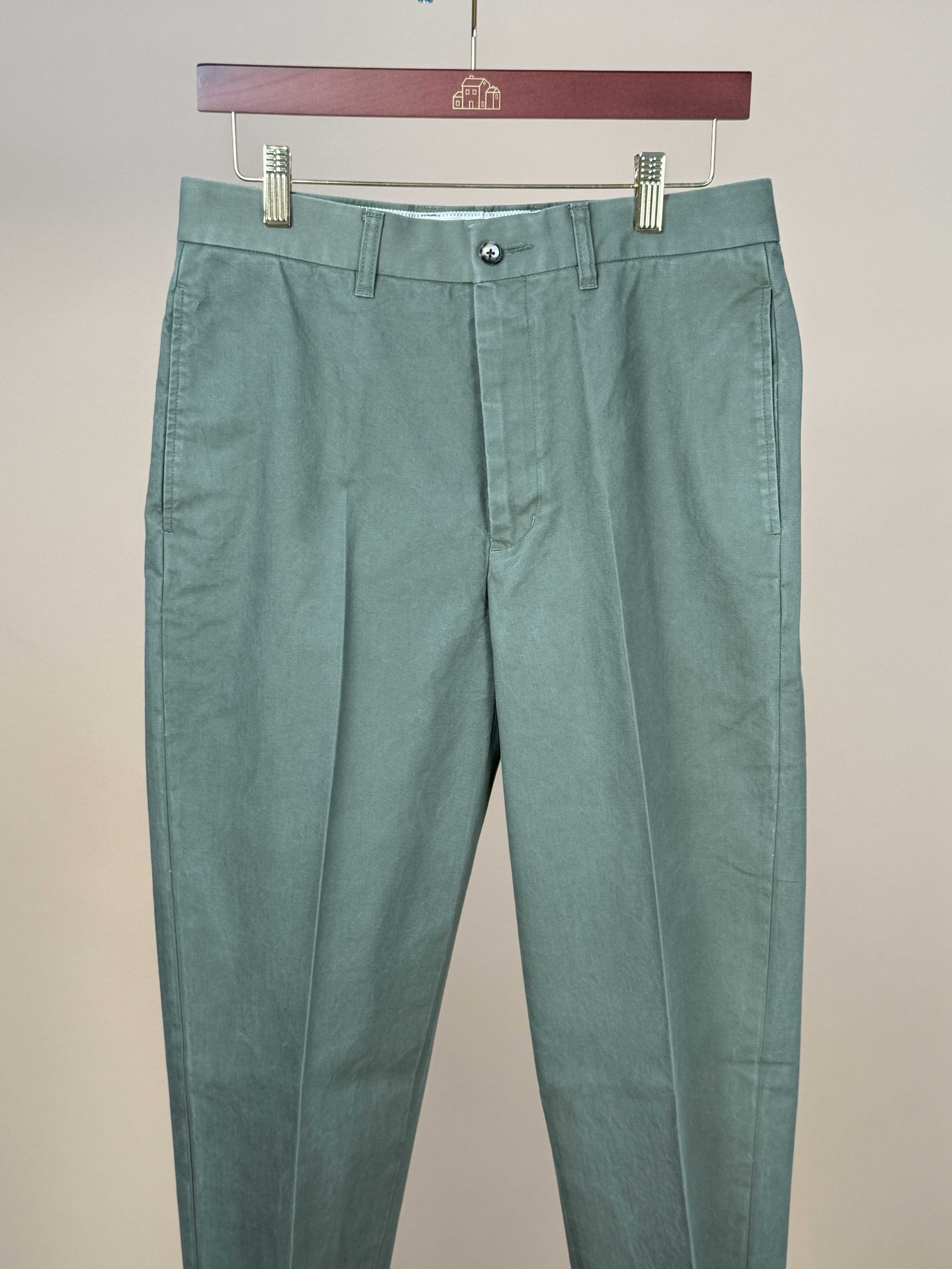 Washed Canvas Flat Front Chinos 1952UC - Olive
