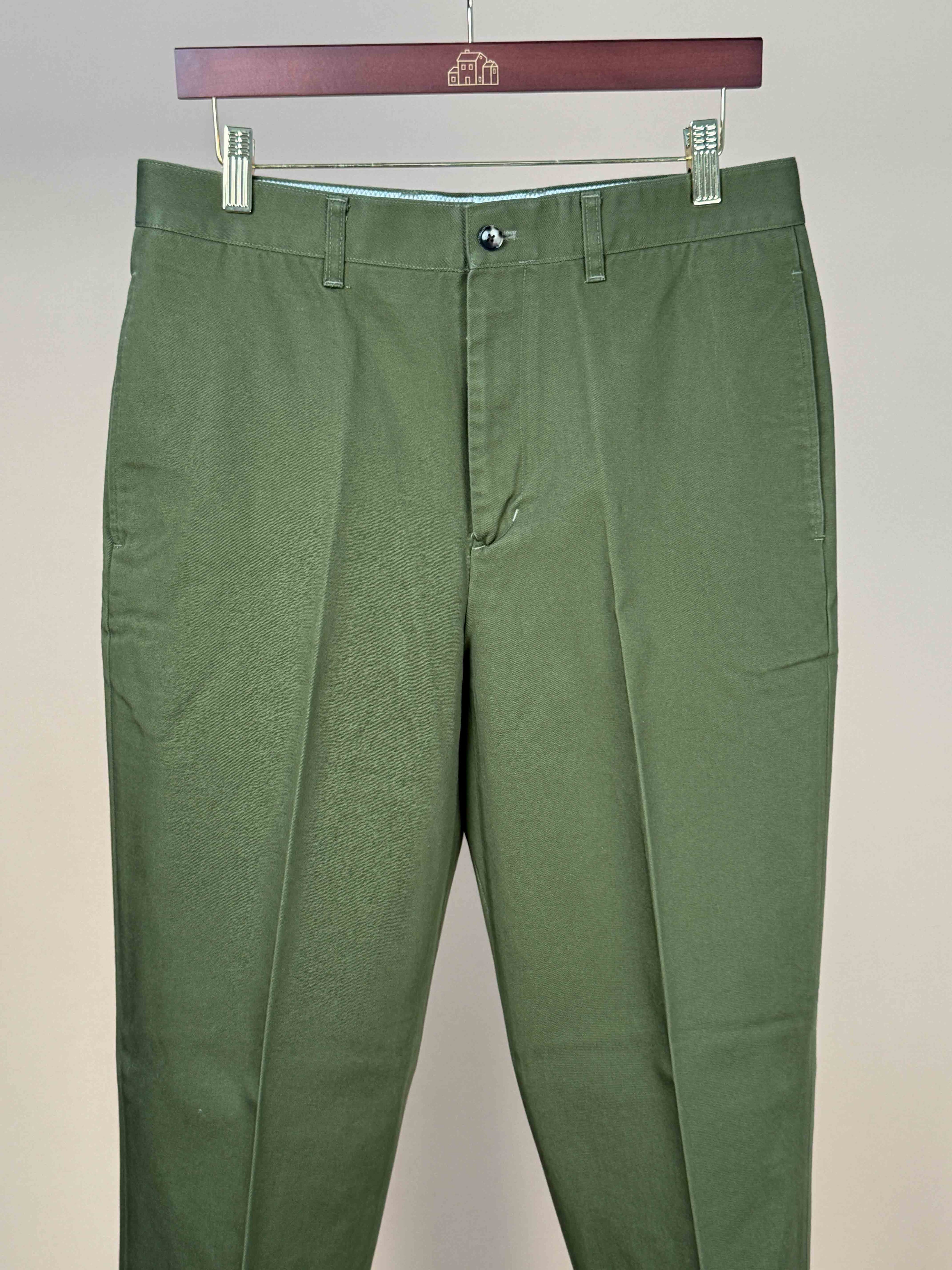 Olive Flat Front Chinos - 1952UC