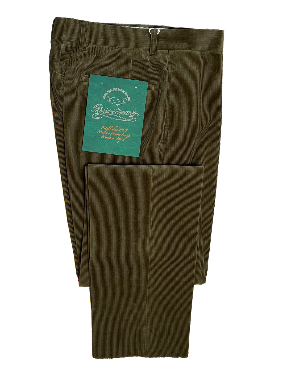 Olive Flat Front Corduroy Chinos - 1952CRD