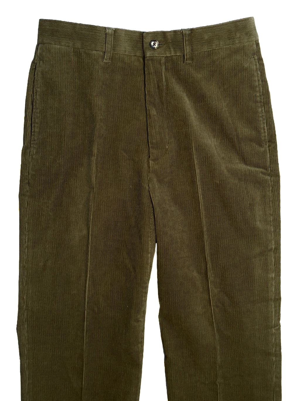 Olive Flat Front Corduroy Chinos - 1952CRD