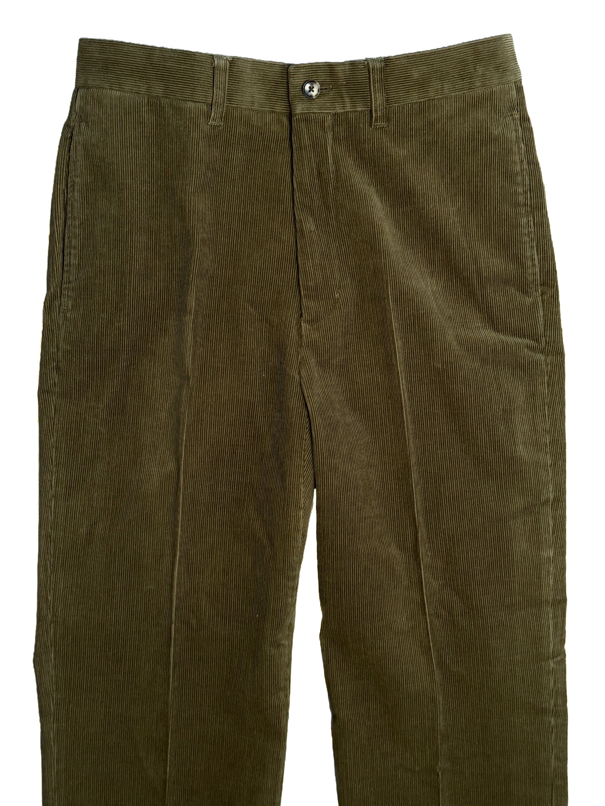 Olive Flat Front Corduroy Chinos - 1952CRD