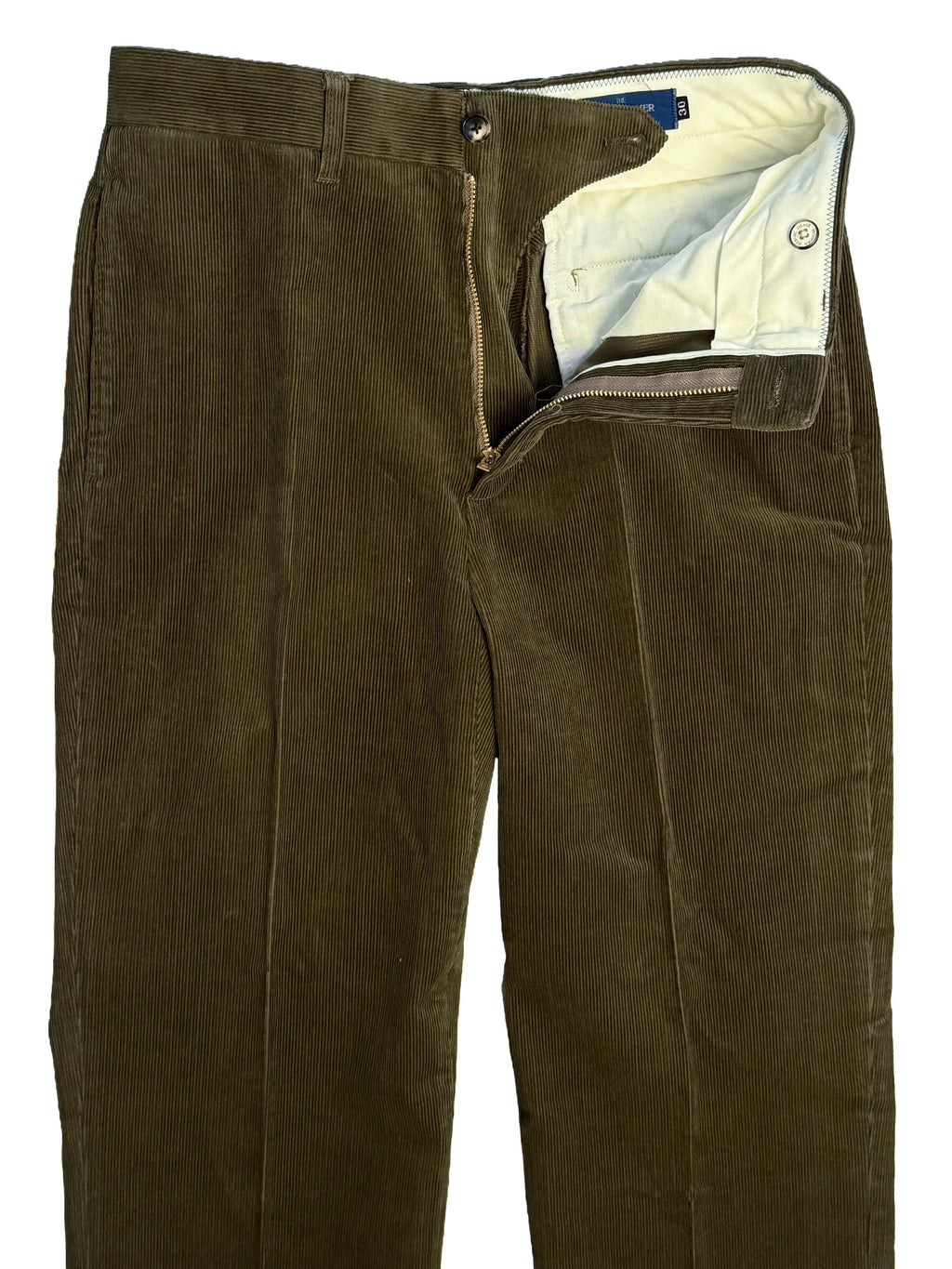 Olive Flat Front Corduroy Chinos - 1952CRD