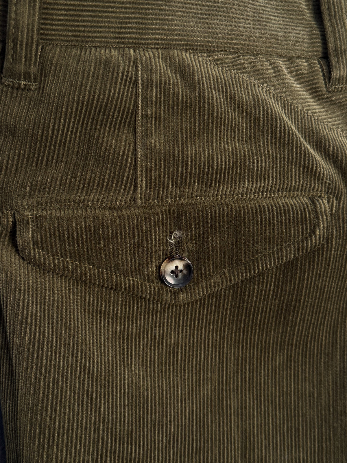 Olive Flat Front Corduroy Chinos - 1952CRD