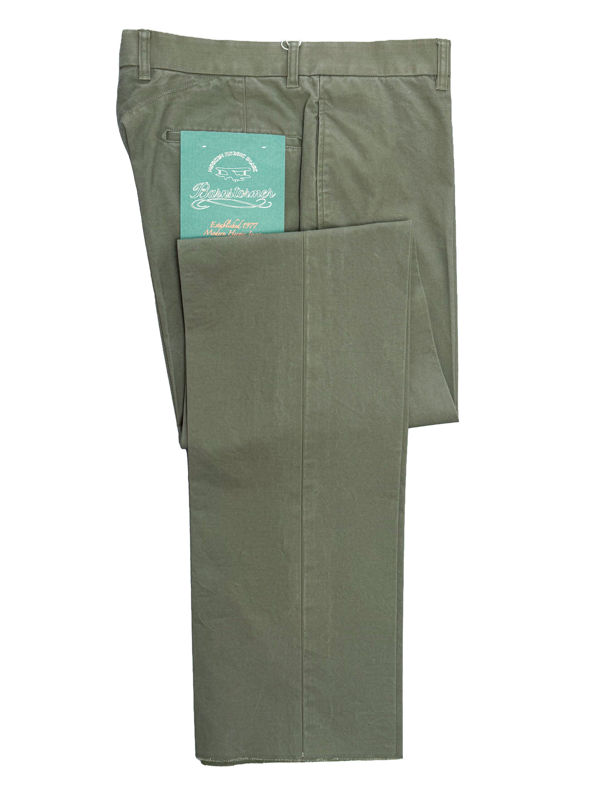 Washed Canvas Flat Front Chinos 1952UC - Olive