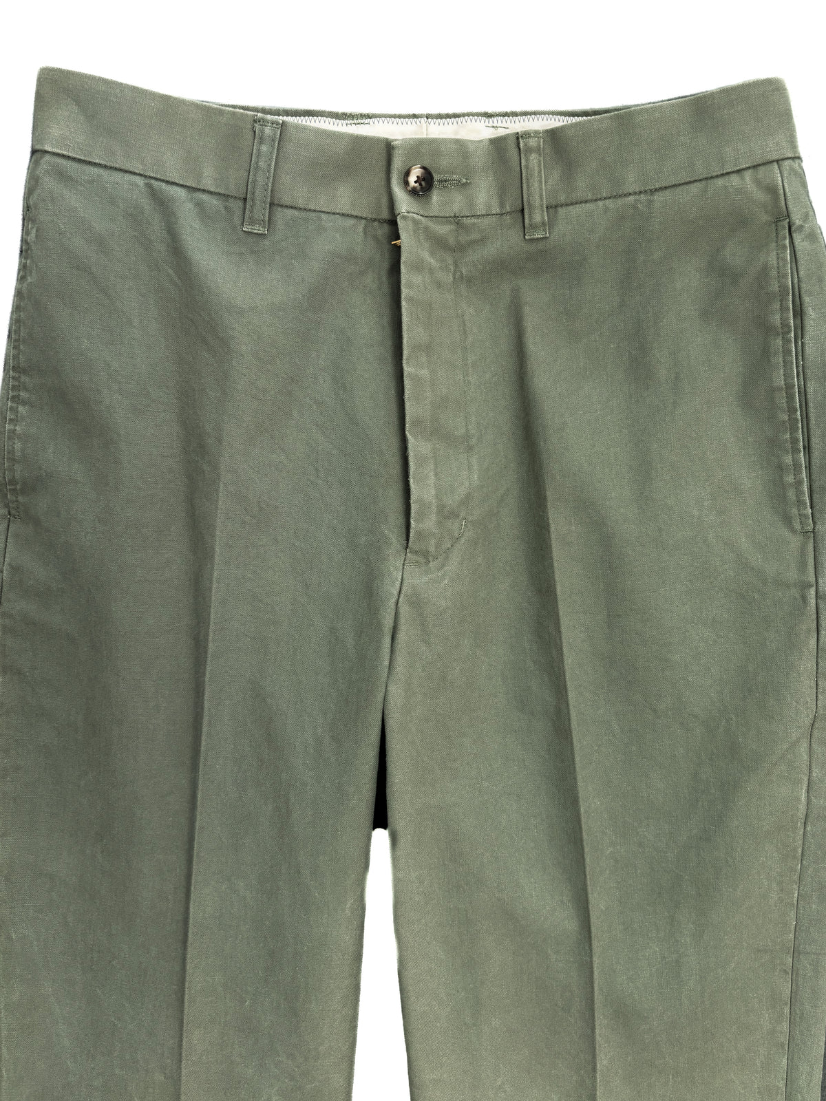 Washed Canvas Flat Front Chinos 1952UC - Olive