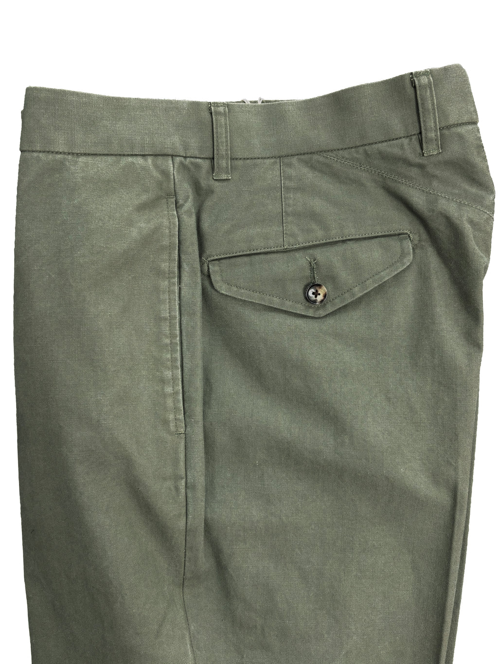 Washed Canvas Flat Front Chinos 1952UC - Olive