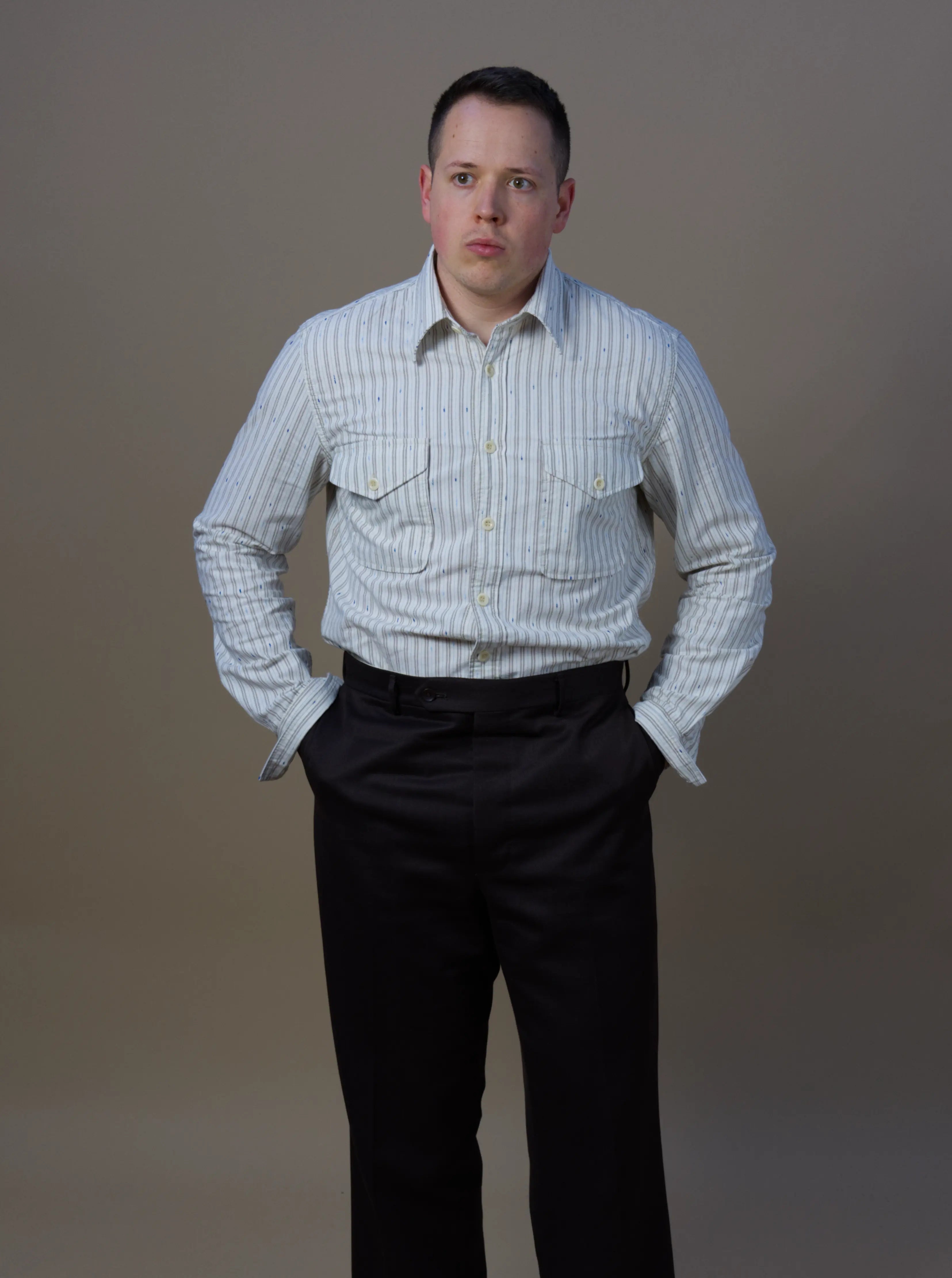 Button Up Shirt - Blue/Brown