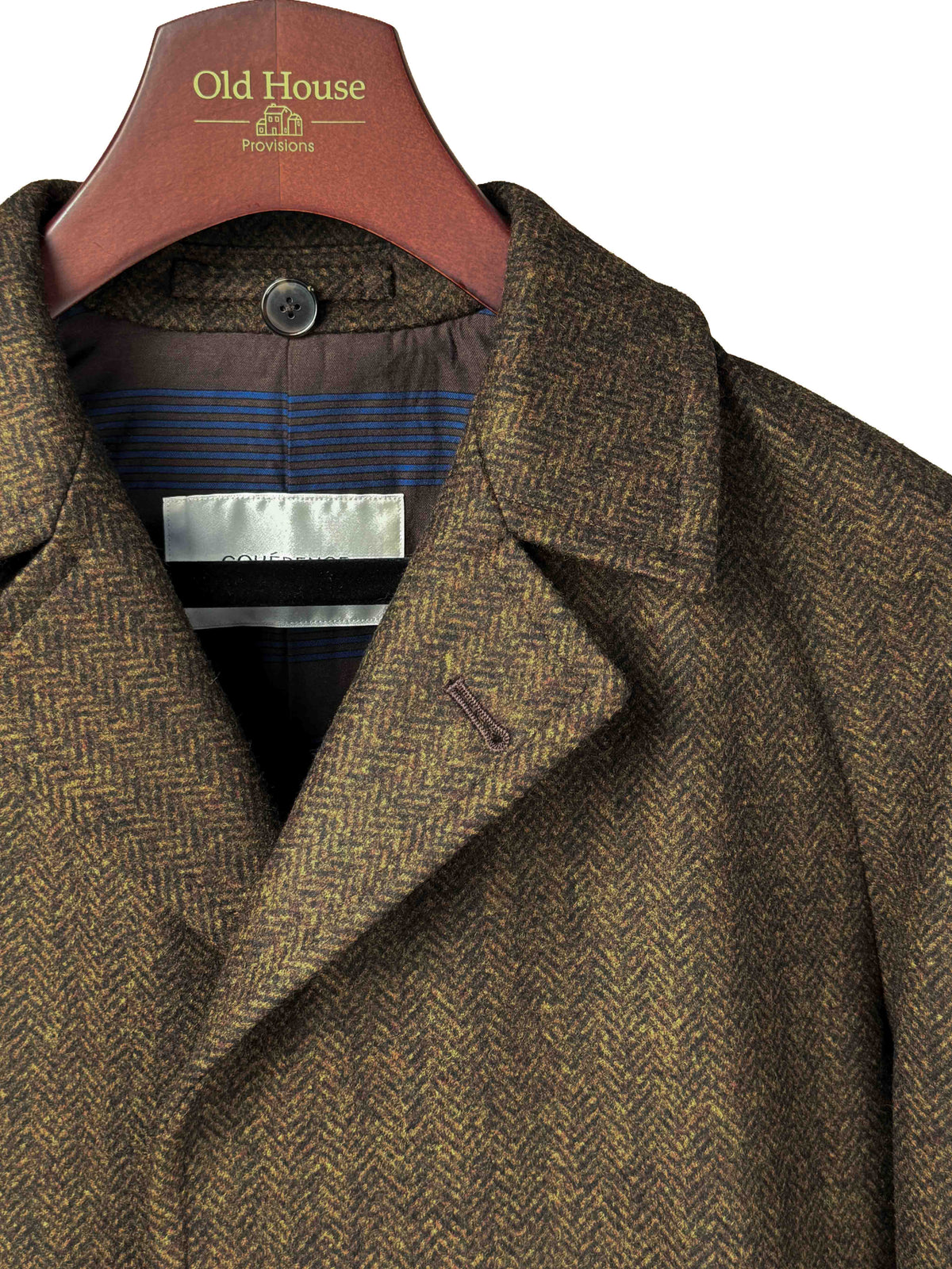 CORB Coat - Brown Chevron Wool Tweed