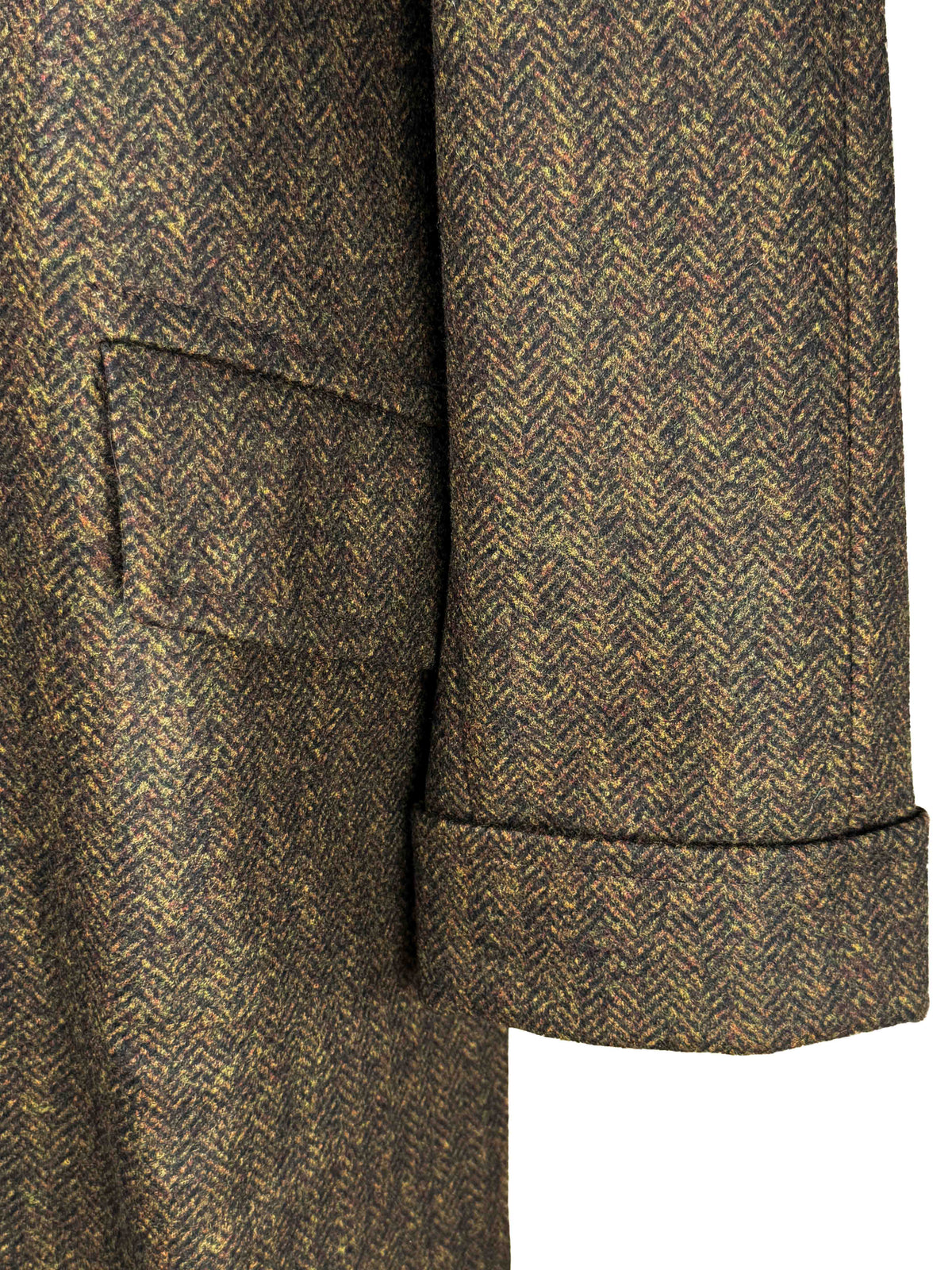 CORB Coat - Brown Chevron Wool Tweed