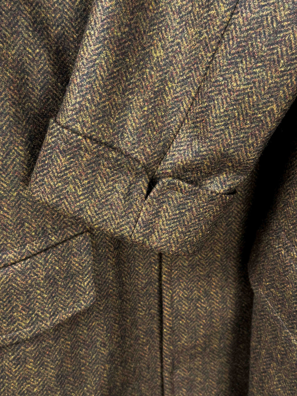 CORB Coat - Brown Chevron Wool Tweed