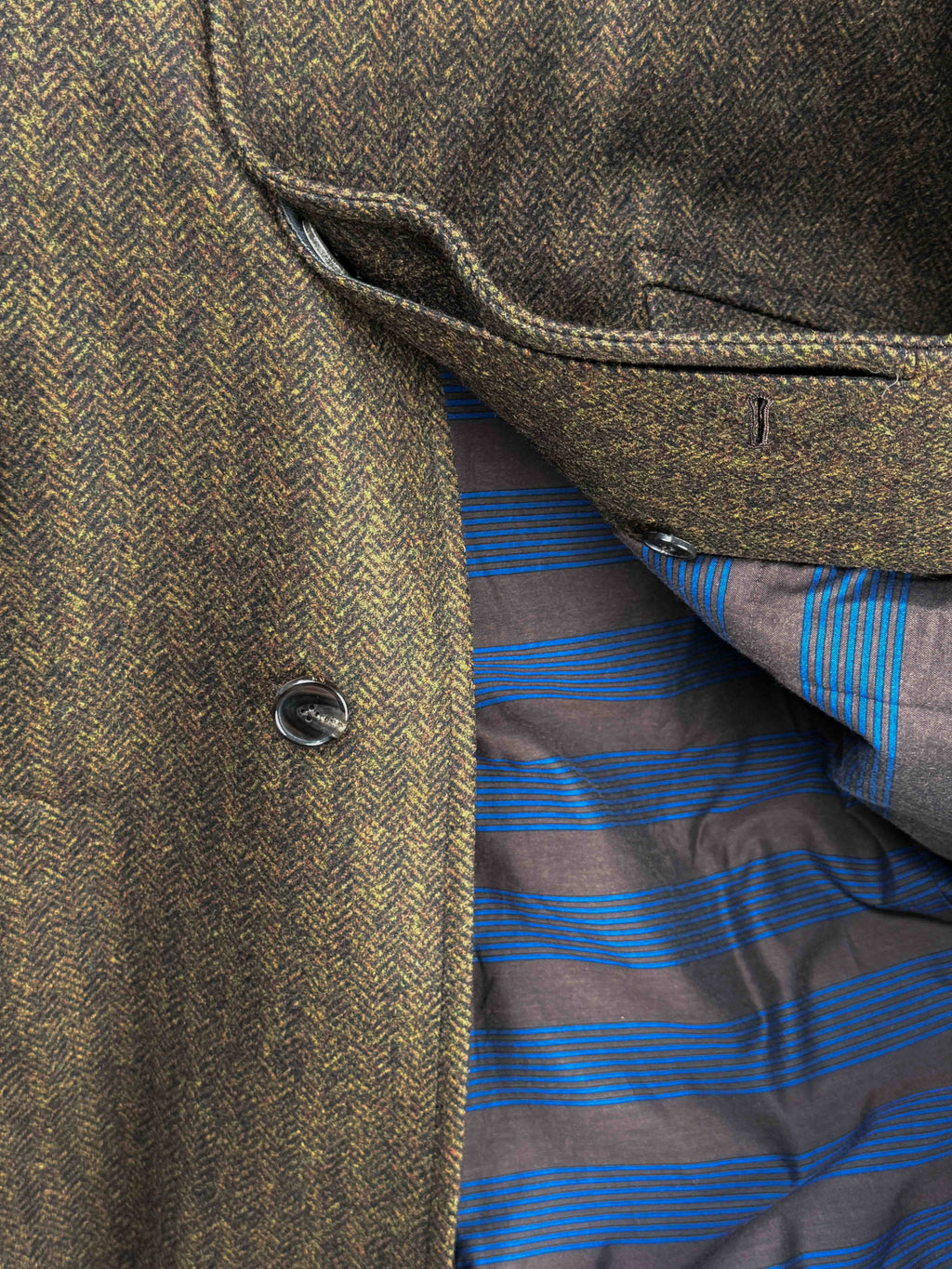 CORB Coat - Brown Chevron Wool Tweed