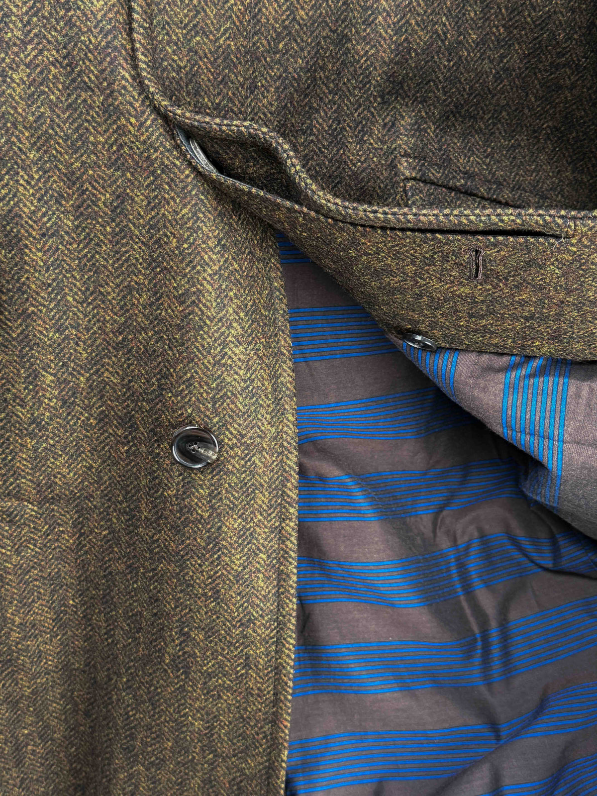 CORB Coat - Brown Chevron Wool Tweed