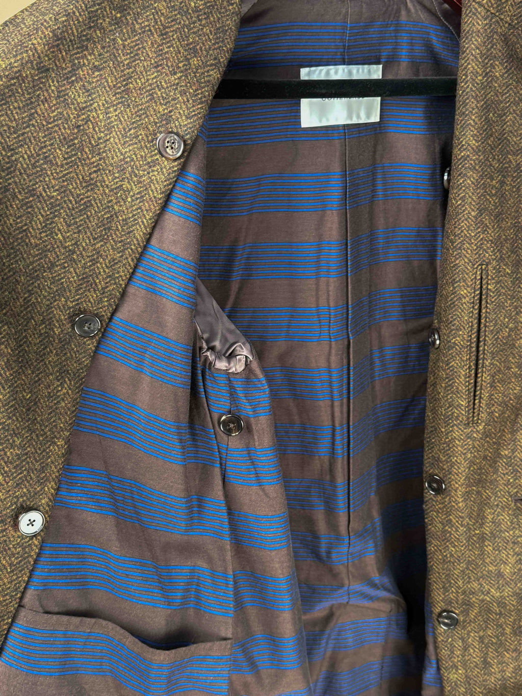 CORB Coat - Brown Chevron Wool Tweed